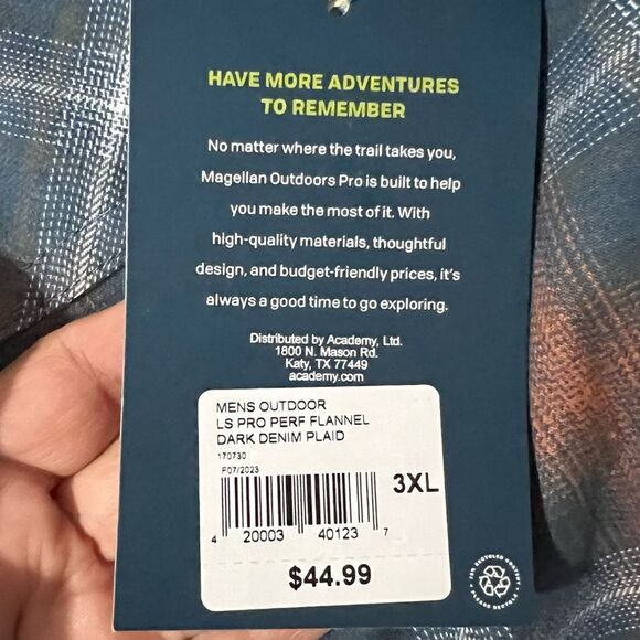 New! Magellan Outdoor LS Pro Performance Flannel Blue/Orange Men Shirt Sz 3XL - Picture 14 of 14